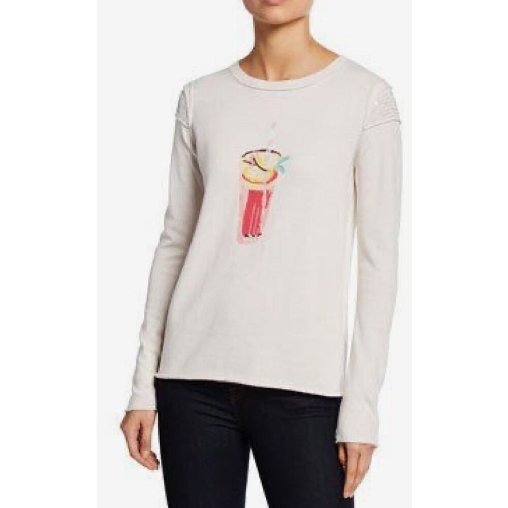 Lisa Todd "Summer Sips" sequin cotton sweater NWT Size Small
